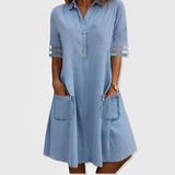 Vestido vaquero con bolsillos laterales | Mini